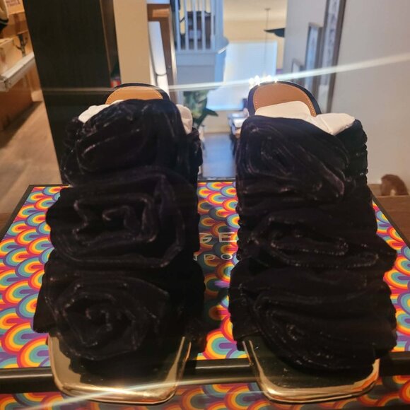 New Kurt Geiger Black Bloom Mule Velvet Size US 6.5 HEEL Shoes Women\'s HEELS